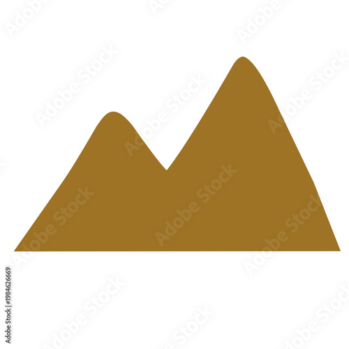 A light brown organic shape in the form of two mountains of unequal height. Perfect for stickers, logos, kids' room decor, and various design elements