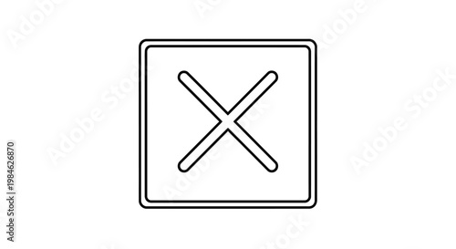 A close-up view of a square icon featuring a prominent cross symbol inside, likely used for deletion or cancellation purposes on a digital interface.