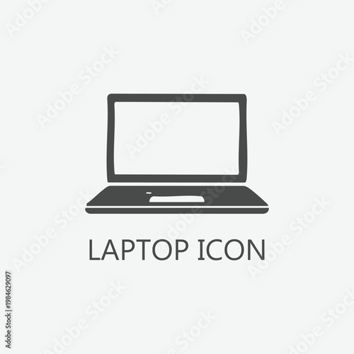 Laptop Computer Icon - Minimal Outline Vector for Technology, Digital and Office Use