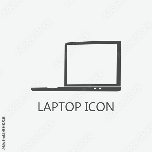 Laptop Computer Icon - Minimal Outline Vector for Technology, Digital and Office Use
