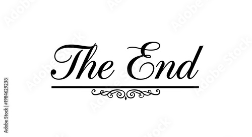 The End text in elegant script font with decorative divider on a white background, signifying conclusion or finality.