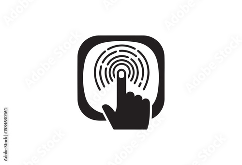 Fingerprint scan icon, biometric authentication symbol, security access sign, vector graphic