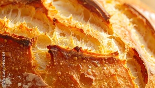 Close-up of a sliced bread loaf.