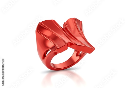 Red Abstract Modern Statement Ring