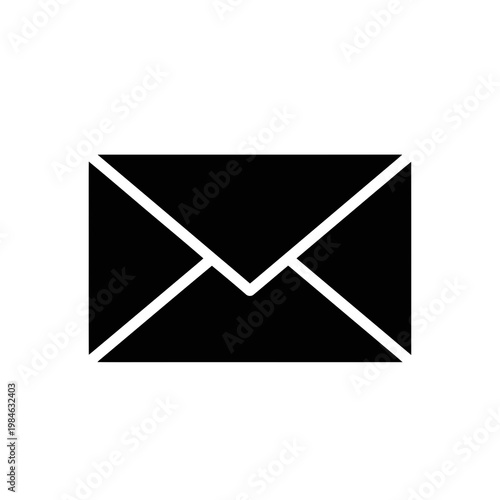 Black envelope icon on a for mail or email concept
