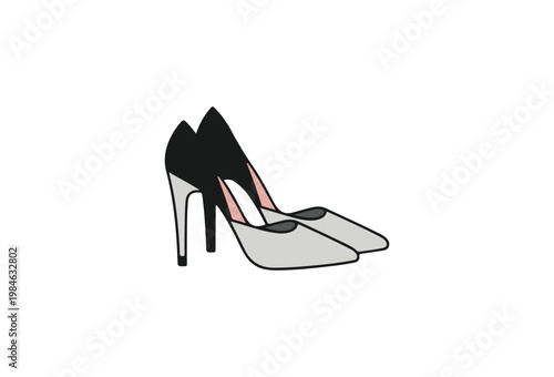 High Heeled Shoes, Stiletto Heels, Black and White Illustration, Fashion Footwear