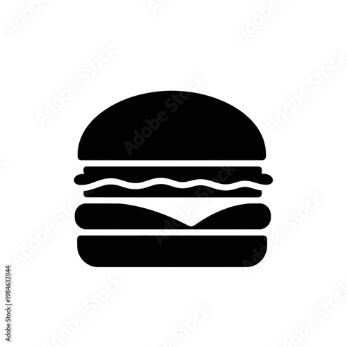 A black silhouette of a hamburger