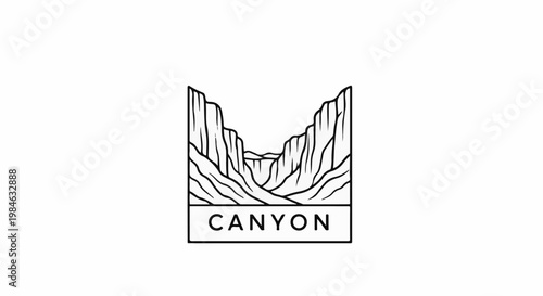 Stylized linear illustration of a deep canyon with the word "CANYON" below