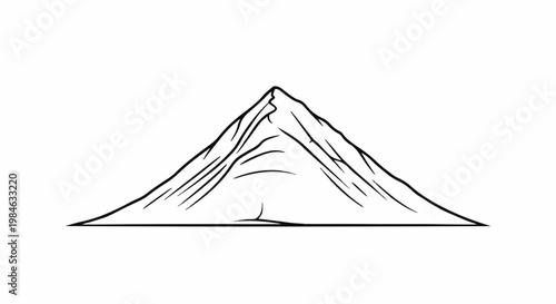 Stylized line drawing of a conical mountain with visible slopes and texture