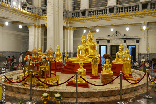 Golden Buddha Statues at Wat Sothon Wararam Worawihan Temple The Buddhist Landmark locating in Chachoengsao Thailand