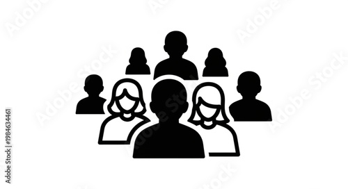 Group of Diverse People Silhouettes Representing Community and Teamwork.