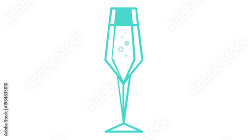 Elegant champagne flute vector icon with geometric lines and sparkling bubbles, minimalist sparkling wine glass illustration for celebration, party, and luxury events, AI-generated graphic.