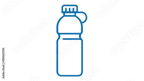 Blue line icon illustration of a reusable water bottle or sports drink container, minimalist flat vector design for hydration, fitness, and health concepts, scalable AI-generated graphic.