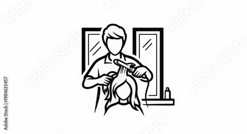 Stylist uses a curling iron on a client's hair in a salon setting