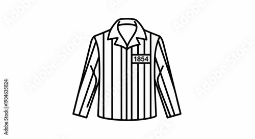 Striped prisoner uniform with the number 1854 depicted