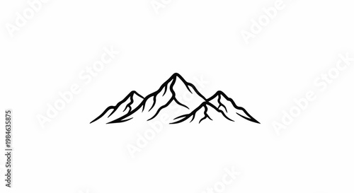 Stylized black ink sketch of three jagged mountain peaks on white background