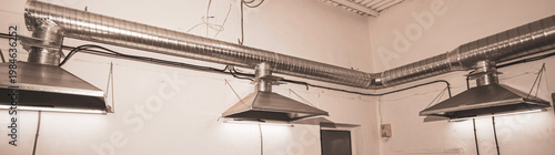 Billede på lærred Ventilation system extraction hood supply air return for food factory industry