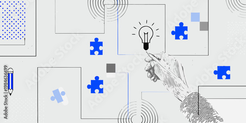 Conceptual illustration of ideas problem solving and creative thinking processes