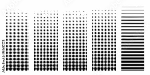 Gradient dot patterns and lines transitioning from sparse to dense