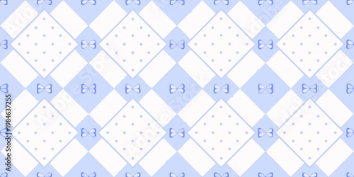 A gentle pastel geometric pattern featuring diamonds and bows