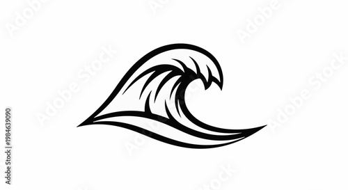 Stylized black wave cresting against a white background (1)