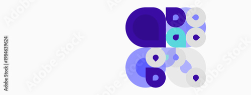 Abstract composition featuring overlapping purple, blue circles. Minimalist design, clean aesthetic, modern visual elements.