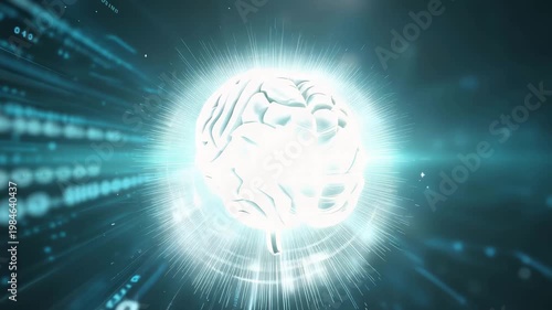 Digital brain surge holographic data waves erupting in an energetic cyber environment futuristic perspective