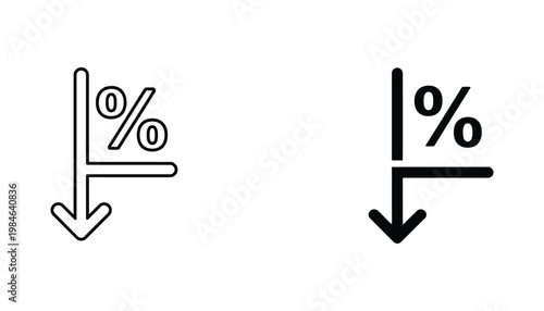 Finance Percentage Decrease Downward Arrow Icon Business Decline