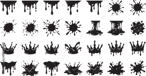 Grungy Horror Aesthetic Dark Fluid Drips and Ink Bleed Splashes.