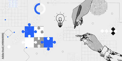 Conceptual image depicting problem solving ideas and collaborative thinking