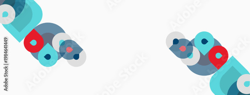 Abstract geometric shapes, blue, gray, red. Minimalist design with repeating patterns. Clean aesthetic, simple composition.