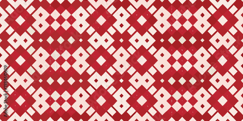 Red and white geometric pattern featuring repeating diamond shapes