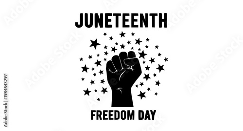 Juneteenth freedom day fist and stars graphic with black history