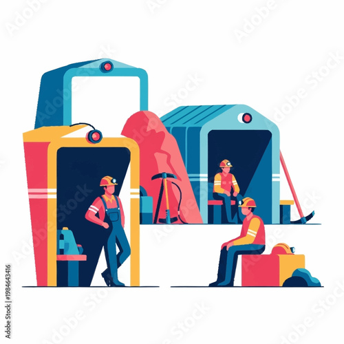 Miners taking a break in a mining facility.