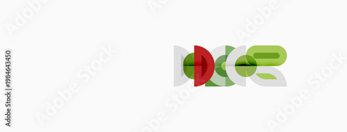 Logo features overlapping circles, red green hues. Minimalist design suggests modern branding, corporate identity. Simple, clean aesthetic.