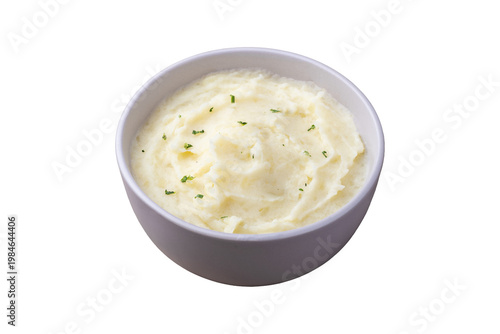 Mashed potatoes in a bowl isolated over white background