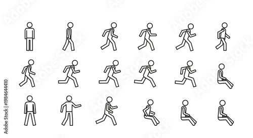 Collection of Stick Figure Poses and Movements.