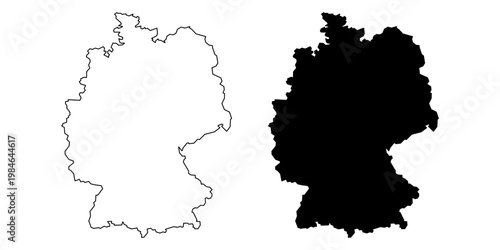 Germany map vector icon set. Germany map line and silhouette icons with simple and modern design