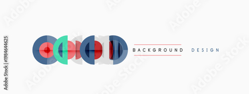 Abstract circles overlap, creating colorful design. Background features geometric shapes, modern aesthetic. Simple, clean presentation.