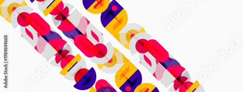 Abstract geometric pattern. Bright colors overlap, creating dynamic visual texture. Modern design elements suggest energy, movement.