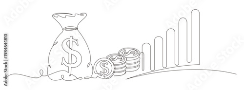Continuous line drawing illustration of financial income 2.eps