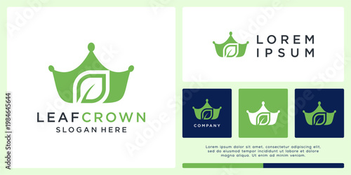 Leaf crown logo design template