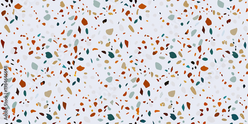 Colorful terrazzo pattern with scattered stone and mineral fragments