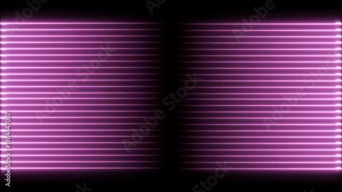 Symmetrical Neon Grid with Red and Blue Horizontal Lines on Black Background abstract