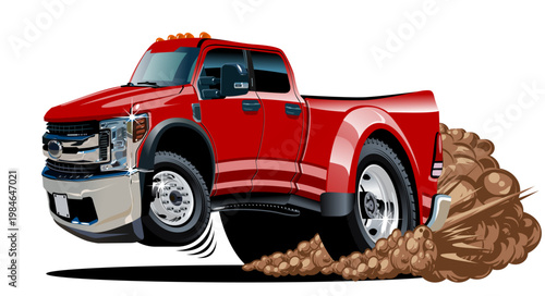 Cartoon delivery or cargo pickup truck isolated on white background