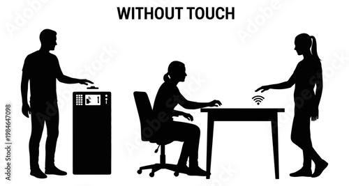Silhouettes demonstrating contactless technology for office and public spaces