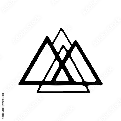 Minimalist Hand Drawn Mountain Peak Icon Illustration