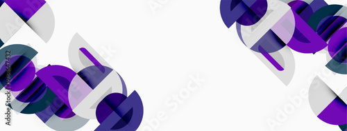 Abstract geometric shapes, purple hues, white background. Minimalist design, modern aesthetic, overlapping forms create visual interest.