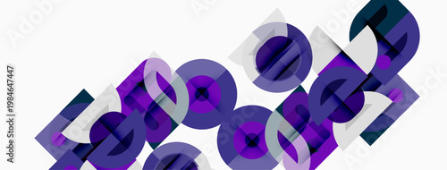 Purple numbers overlap, creating abstract geometric design. Minimalist style, clean lines, modern aesthetic. Simple composition, flat vector illustration.