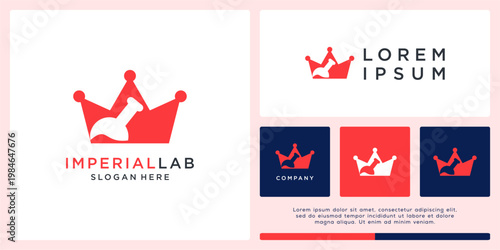 Imperial lab logo design with tube and crown